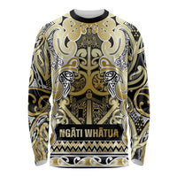 Aotearoa Iwi Ngati Whatua Long Sleeve Shirt Maori Wharenui House Tribal Pattern LT9 Unisex Gold - Polynesian Pride