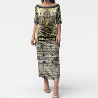 Aotearoa Iwi Ngati Whatua Puletasi Maori Wharenui House Tribal Pattern LT9 Long Dress Gold - Polynesian Pride