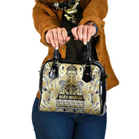 Aotearoa Iwi Ngati Whatua Shoulder Handbag Maori Wharenui House Tribal Pattern LT9 One Size Gold - Polynesian Pride