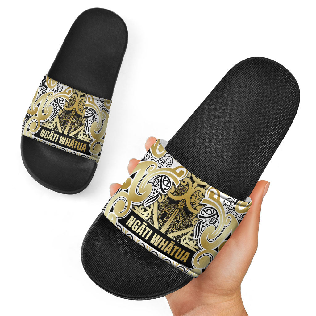 Aotearoa Iwi Ngati Whatua Slide Sandals Maori Wharenui House Tribal Pattern LT9 - Polynesian Pride