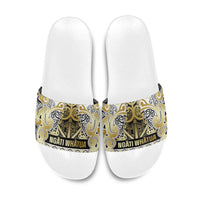 Aotearoa Iwi Ngati Whatua Slide Sandals Maori Wharenui House Tribal Pattern LT9 Gold - Polynesian Pride