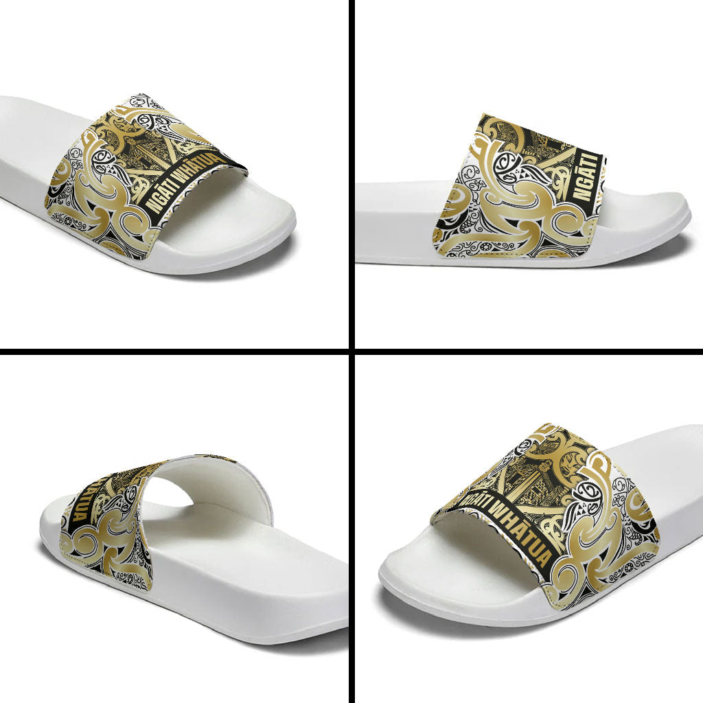 Aotearoa Iwi Ngati Whatua Slide Sandals Maori Wharenui House Tribal Pattern LT9 - Polynesian Pride