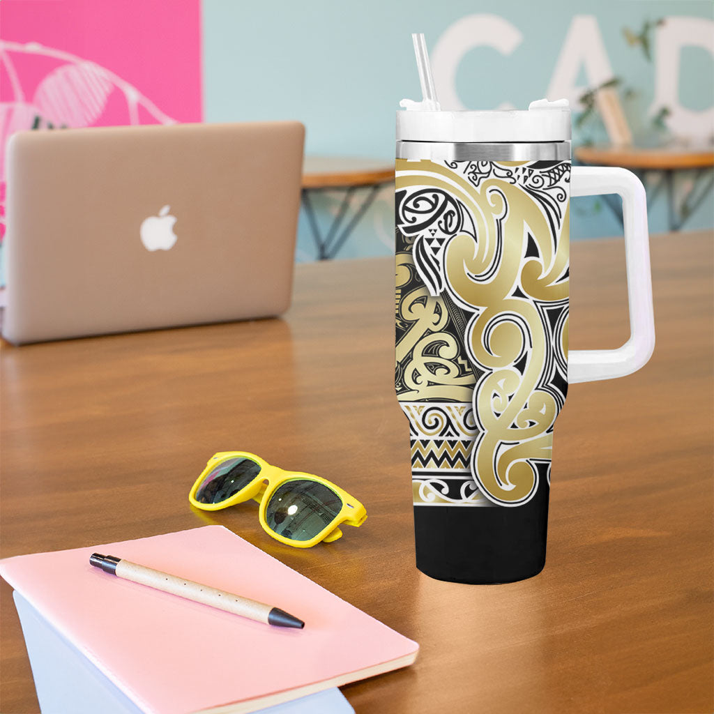 Aotearoa Iwi Ngati Whatua Tumbler With Handle Maori Wharenui House Tribal Pattern LT9 - Polynesian Pride