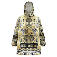 Aotearoa Iwi Ngati Whatua Wearable Blanket Hoodie Maori Wharenui House Tribal Pattern LT9 One Size Gold - Polynesian Pride