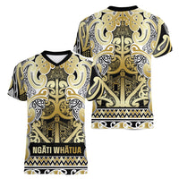 Aotearoa Iwi Ngati Whatua Women V-Neck T-Shirt Maori Wharenui House Tribal Pattern LT9 - Polynesian Pride