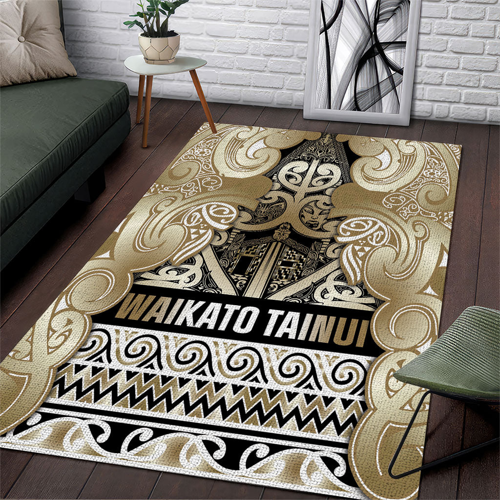 Aotearoa Iwi Waikato Tainui Area Rug Maori Wharenui House Tribal Pattern LT9 Light Gold - Polynesian Pride