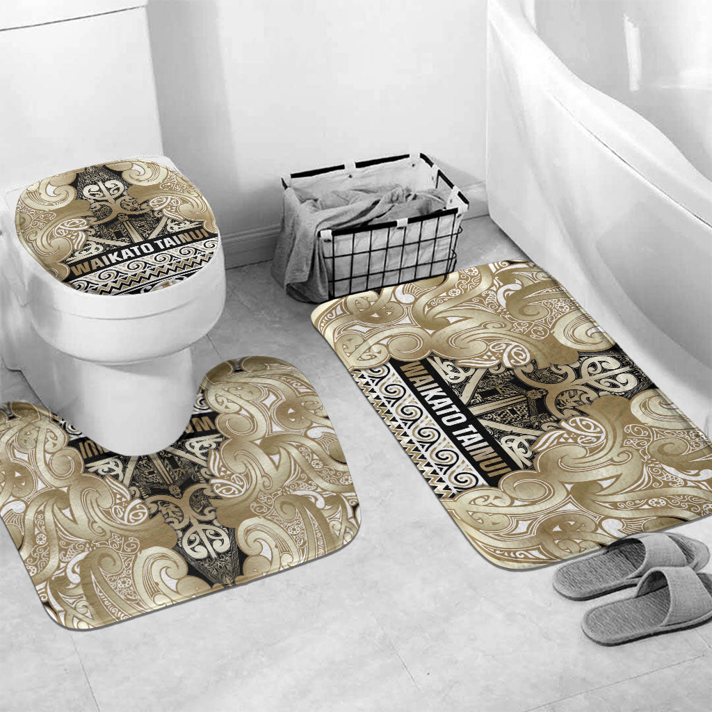 Aotearoa Iwi Waikato Tainui Bathroom Set Maori Wharenui House Tribal Pattern LT9 Mat Set Only (3 pcs) One Size Light Gold - Polynesian Pride
