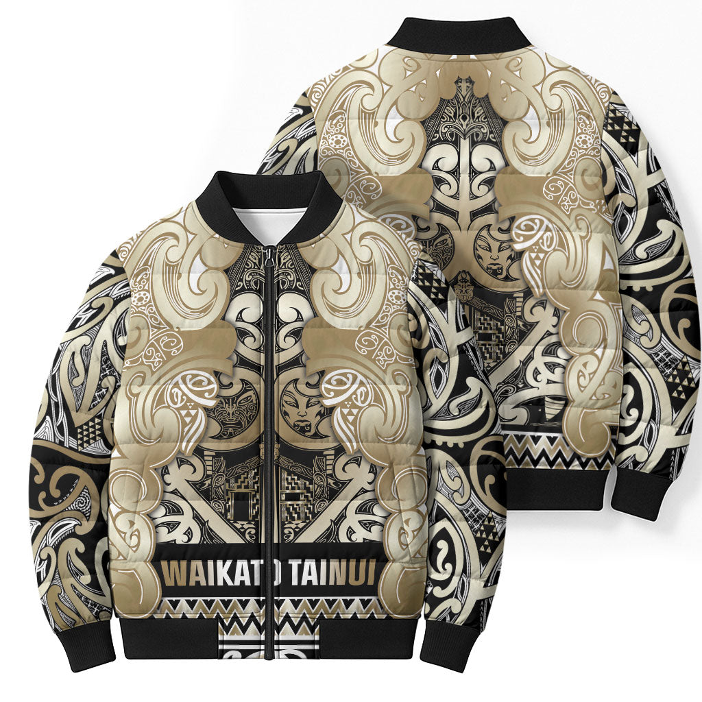 Aotearoa Iwi Waikato Tainui Bomber Puffer Jacket Maori Wharenui House Tribal Pattern LT9 - Polynesian Pride