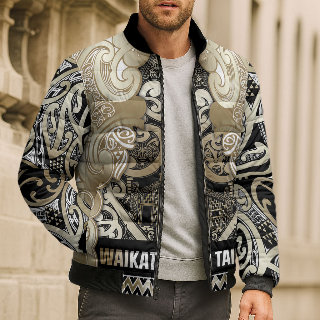 Aotearoa Iwi Waikato Tainui Bomber Puffer Jacket Maori Wharenui House Tribal Pattern LT9 - Polynesian Pride