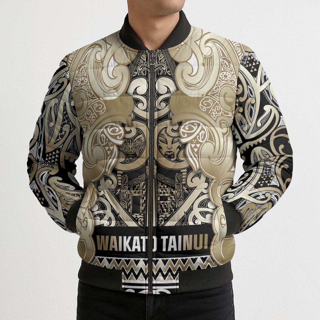 Aotearoa Iwi Waikato Tainui Bomber Puffer Jacket Maori Wharenui House Tribal Pattern LT9 - Polynesian Pride