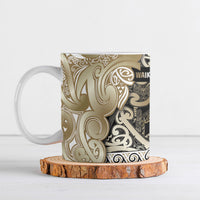 Aotearoa Iwi Waikato Tainui Ceramic Mug Maori Wharenui House Tribal Pattern LT9 Light Gold - Polynesian Pride