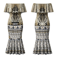 Aotearoa Iwi Waikato Tainui Couples Matching Mermaid Dress and Hawaiian Shirt Maori Wharenui House Tribal Pattern LT9 - Polynesian Pride