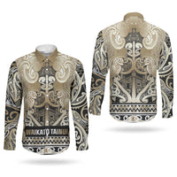 Aotearoa Iwi Waikato Tainui Couples Matching Short Sleeve Bodycon Dress and Long Sleeve Button Shirt Maori Wharenui House Tribal Pattern LT9 - Polynesian Pride