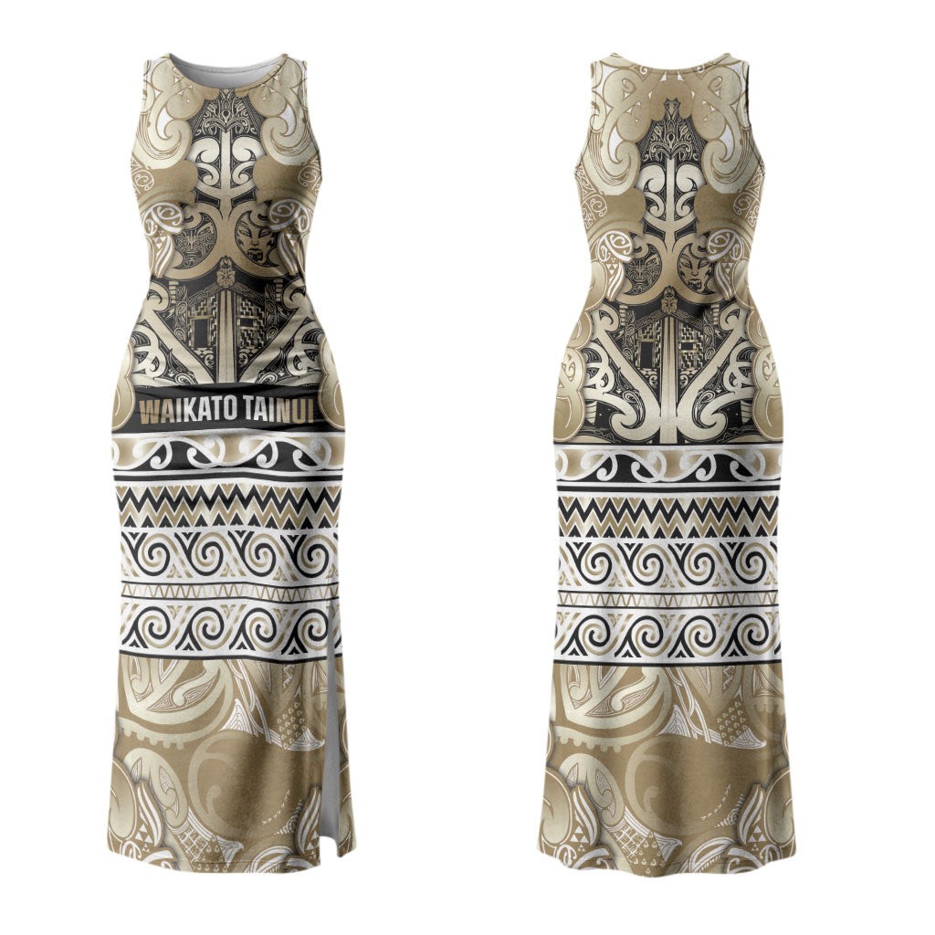 Aotearoa Iwi Waikato Tainui Couples Matching Tank Maxi Dress and Hawaiian Shirt Maori Wharenui House Tribal Pattern LT9 - Polynesian Pride