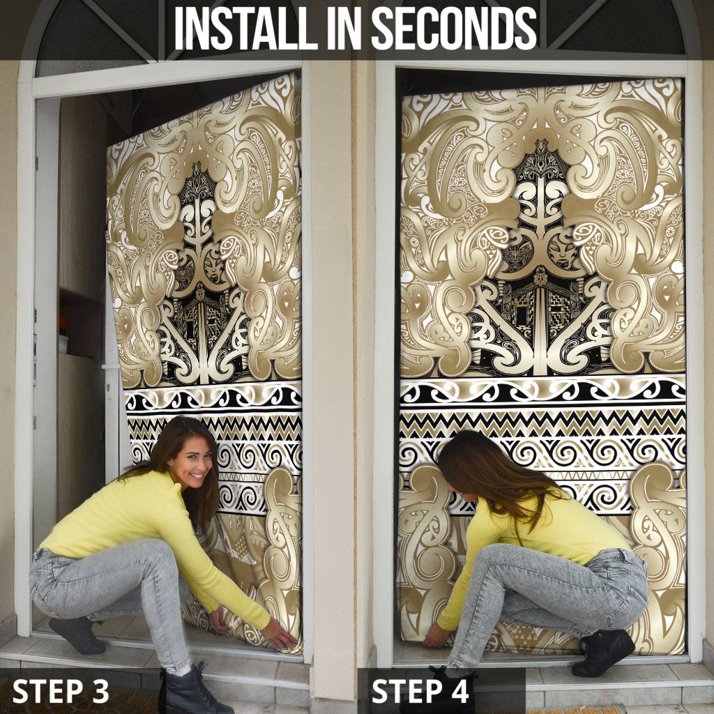 Aotearoa Iwi Waikato Tainui Door Cover Maori Wharenui House Tribal Pattern LT9 - Polynesian Pride