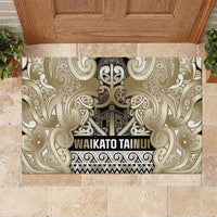 Aotearoa Iwi Waikato Tainui Rubber Doormat Maori Wharenui House Tribal Pattern LT9 Light Gold - Polynesian Pride