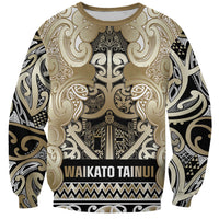 Aotearoa Iwi Waikato Tainui Sweatshirt Maori Wharenui House Tribal Pattern LT9 Unisex Light Gold - Polynesian Pride