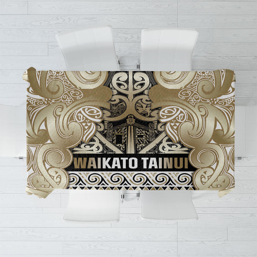 Aotearoa Iwi Waikato Tainui Tablecloth Maori Wharenui House Tribal Pattern LT9 Light Gold - Polynesian Pride