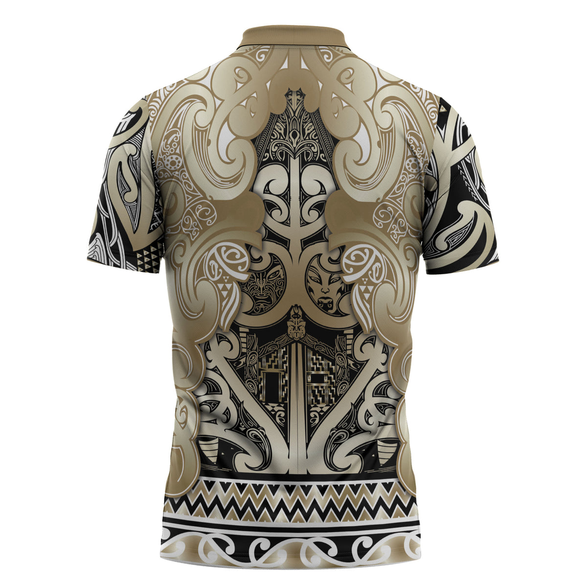 Aotearoa Iwi Waikato Tainui Zipper Polo Shirt Maori Wharenui House Tribal Pattern LT9 - Polynesian Pride