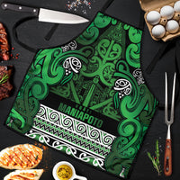 Aotearoa Iwi Ngati Maniapoto Apron Maori Wharenui House Tribal Pattern LT9 Dark green - Polynesian Pride