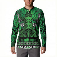 Aotearoa Iwi Ngati Maniapoto Button Sweatshirt Maori Wharenui House Tribal Pattern LT9 - Polynesian Pride