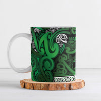 Aotearoa Iwi Ngati Maniapoto Ceramic Mug Maori Wharenui House Tribal Pattern LT9 Dark green - Polynesian Pride