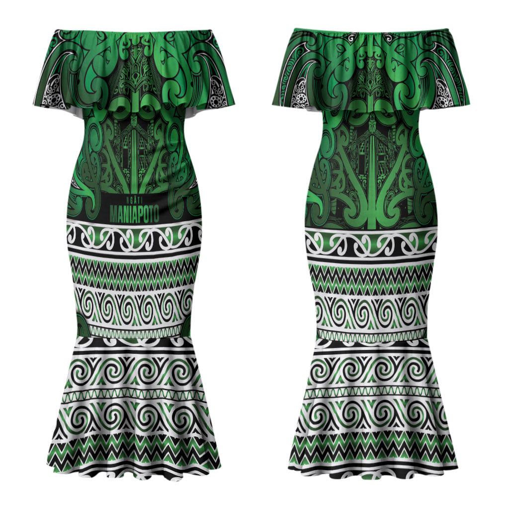 Aotearoa Iwi Ngati Maniapoto Couples Matching Mermaid Dress and Long Sleeve Button Shirt Maori Wharenui House Tribal Pattern LT9 - Polynesian Pride