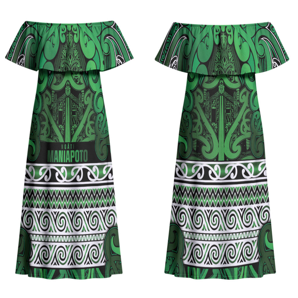 Aotearoa Iwi Ngati Maniapoto Couples Matching Off Shoulder Maxi Dress and Hawaiian Shirt Maori Wharenui House Tribal Pattern LT9 - Polynesian Pride