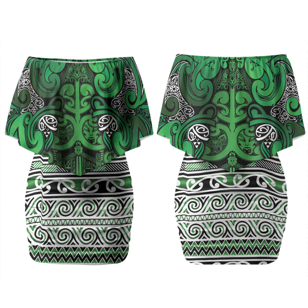 Aotearoa Iwi Ngati Maniapoto Couples Matching Off Shoulder Short Dress and Hawaiian Shirt Maori Wharenui House Tribal Pattern LT9 - Polynesian Pride