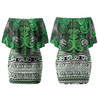 Aotearoa Iwi Ngati Maniapoto Couples Matching Off Shoulder Short Dress and Long Sleeve Button Shirt Maori Wharenui House Tribal Pattern LT9 - Polynesian Pride