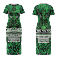 Aotearoa Iwi Ngati Maniapoto Couples Matching Short Sleeve Bodycon Dress and Hawaiian Shirt Maori Wharenui House Tribal Pattern LT9 - Polynesian Pride