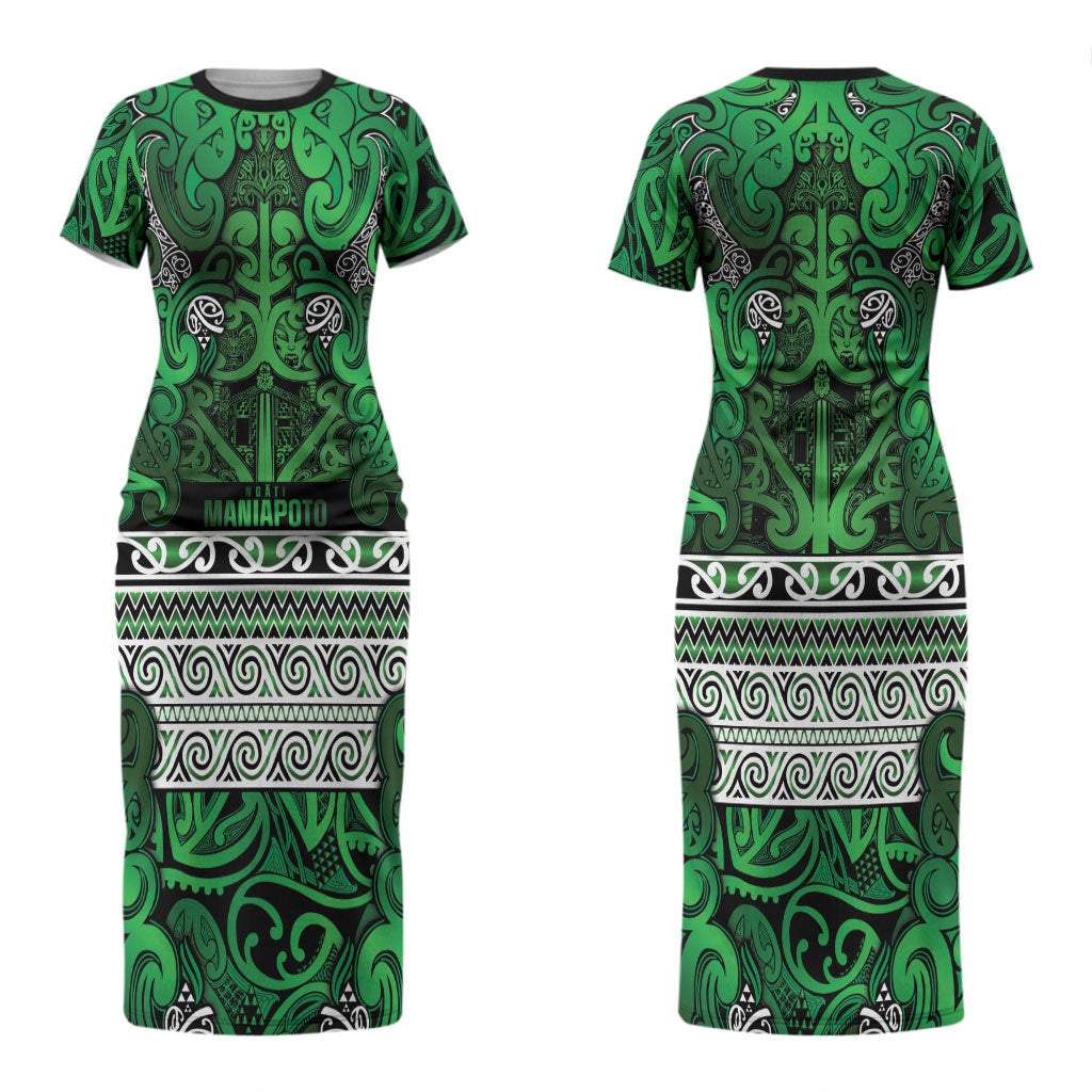 Aotearoa Iwi Ngati Maniapoto Couples Matching Short Sleeve Bodycon Dress and Long Sleeve Button Shirt Maori Wharenui House Tribal Pattern LT9 - Polynesian Pride