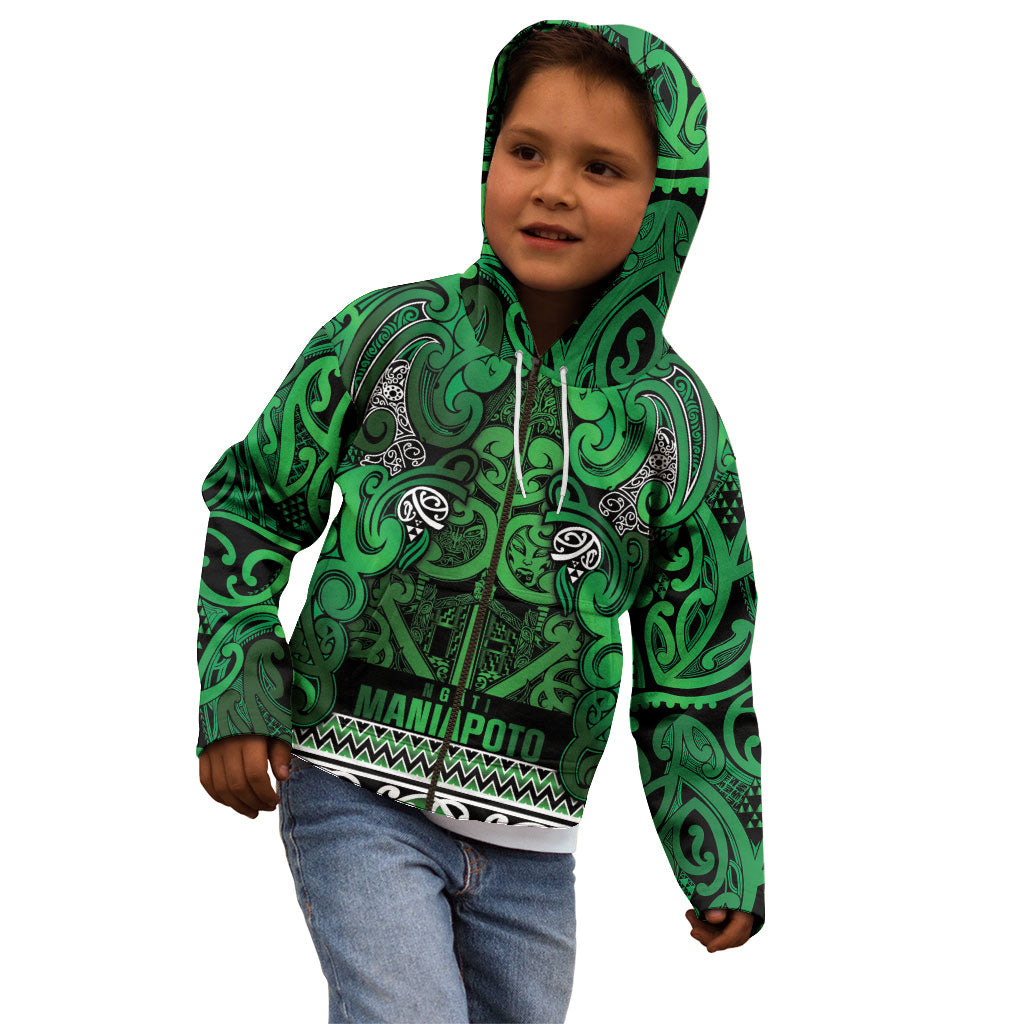 Aotearoa Iwi Ngati Maniapoto Kid Hoodie Maori Wharenui House Tribal Pattern LT9 - Polynesian Pride