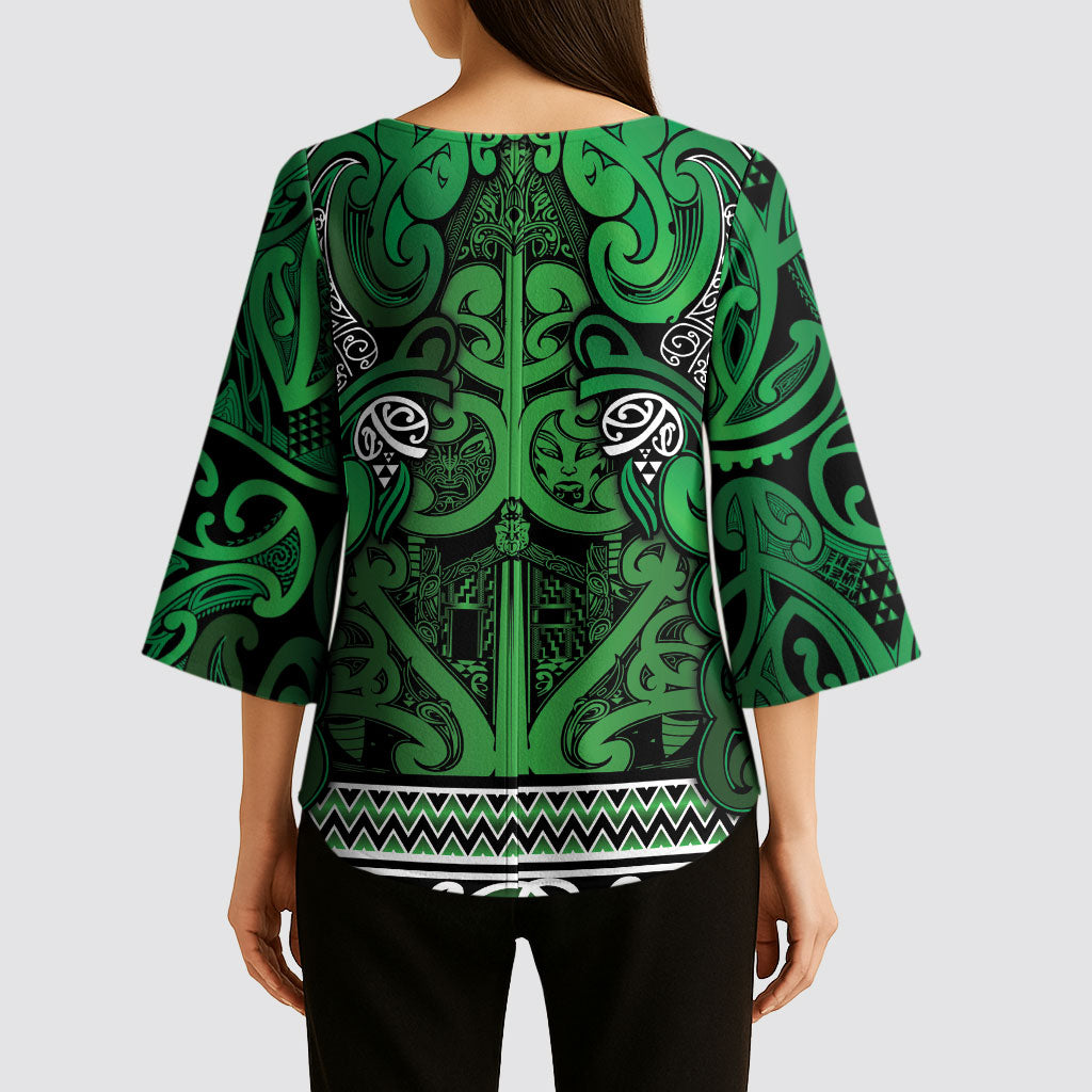 Aotearoa Iwi Ngati Maniapoto Kimono Sleeve Blouse Maori Wharenui House Tribal Pattern LT9 - Polynesian Pride