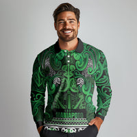 Aotearoa Iwi Ngati Maniapoto Long Sleeve Polo Shirt Maori Wharenui House Tribal Pattern LT9 - Polynesian Pride