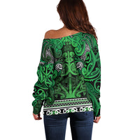 Aotearoa Iwi Ngati Maniapoto Off Shoulder Sweater Maori Wharenui House Tribal Pattern LT9 - Polynesian Pride
