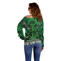 Aotearoa Iwi Ngati Maniapoto Off Shoulder Sweater Maori Wharenui House Tribal Pattern LT9 - Polynesian Pride
