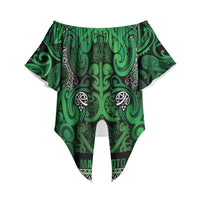 Aotearoa Iwi Ngati Maniapoto Off Shoulder Wrap Waist Top Maori Wharenui House Tribal Pattern LT9 - Polynesian Pride