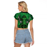 Aotearoa Iwi Ngati Maniapoto Raglan Cropped T Shirt Maori Wharenui House Tribal Pattern LT9 - Polynesian Pride