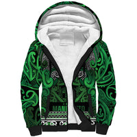 Aotearoa Iwi Ngati Maniapoto Sherpa Hoodie Maori Wharenui House Tribal Pattern LT9 Unisex Dark green - Polynesian Pride