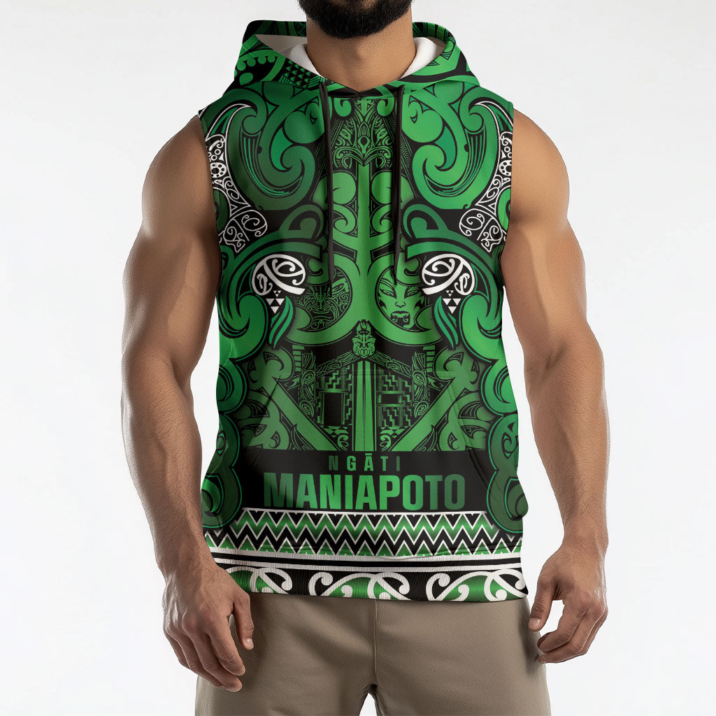 Aotearoa Iwi Ngati Maniapoto Sleeveless Hoodie Maori Wharenui House Tribal Pattern LT9 - Polynesian Pride