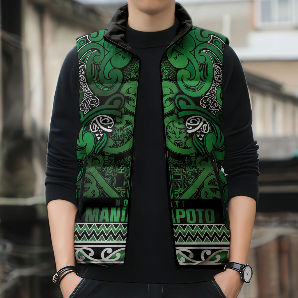 Aotearoa Iwi Ngati Maniapoto Sleeveless Puffer Jacket Maori Wharenui House Tribal Pattern LT9 - Polynesian Pride