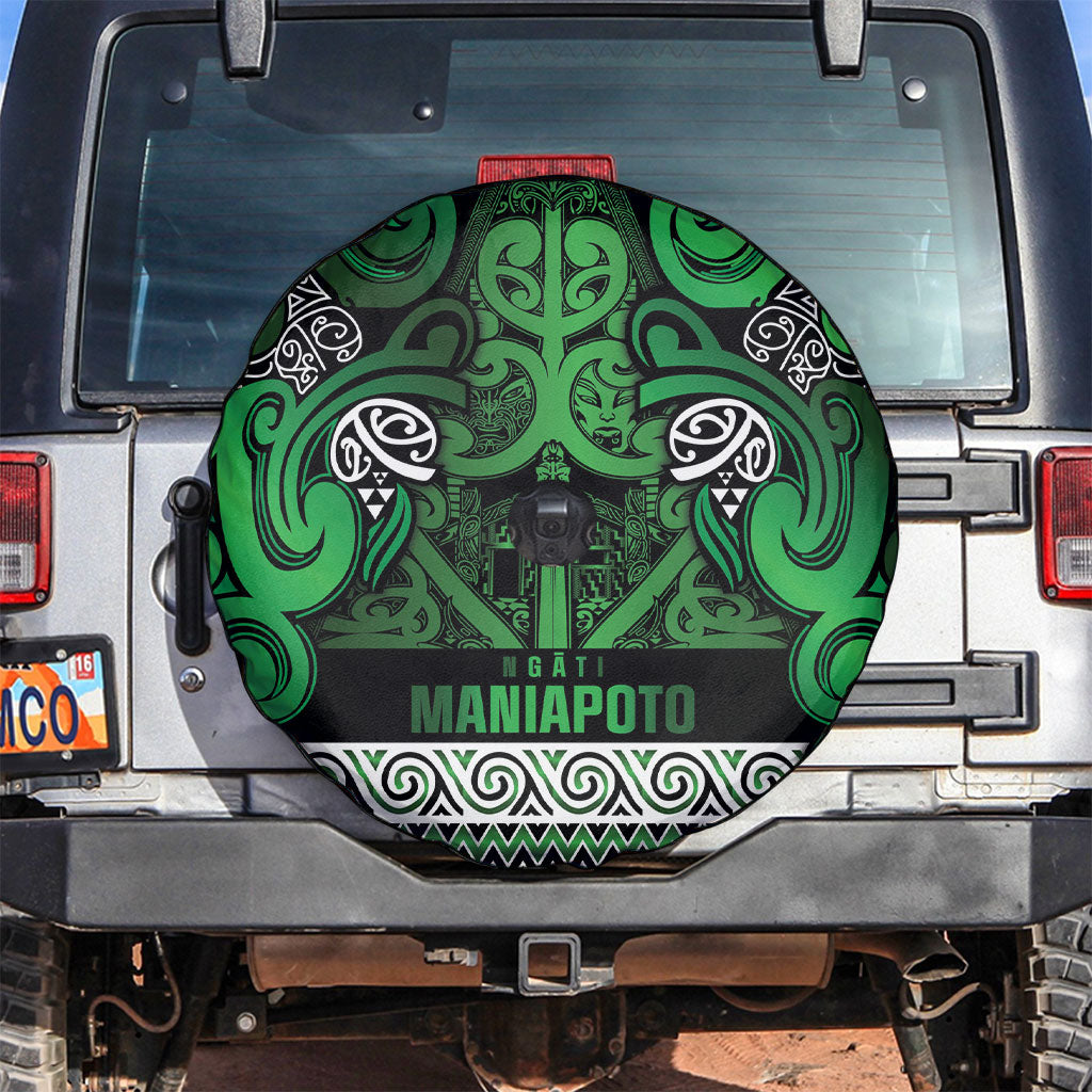 Aotearoa Iwi Ngati Maniapoto Spare Tire Cover Maori Wharenui House Tribal Pattern LT9 Dark green - Polynesian Pride