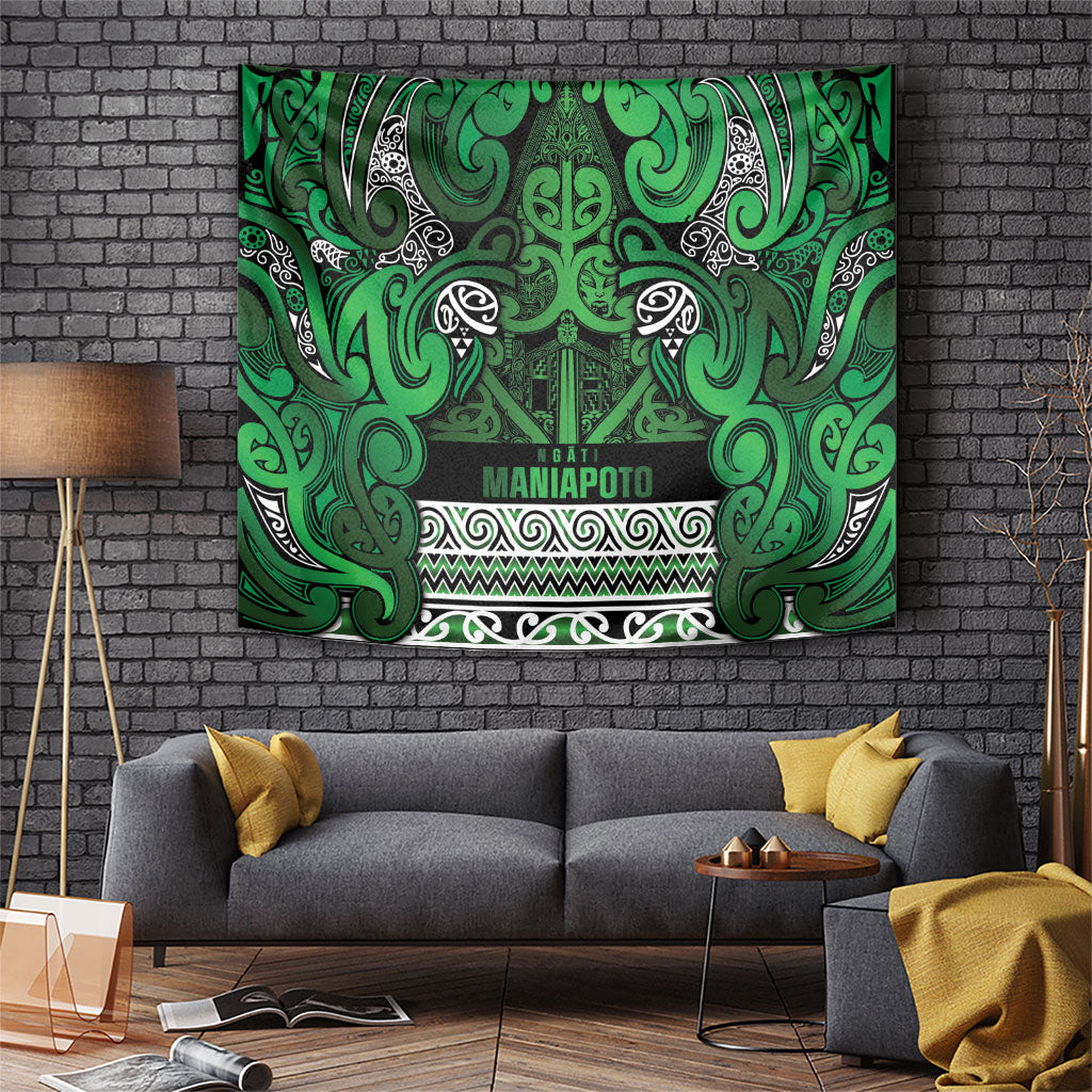 Aotearoa Iwi Ngati Maniapoto Tapestry Maori Wharenui House Tribal Pattern LT9 Dark green - Polynesian Pride
