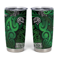 Aotearoa Iwi Ngati Maniapoto Tumbler Cup Maori Wharenui House Tribal Pattern LT9 Dark green - Polynesian Pride