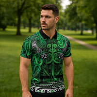 Aotearoa Iwi Ngati Maniapoto Zipper Polo Shirt Maori Wharenui House Tribal Pattern LT9 - Polynesian Pride