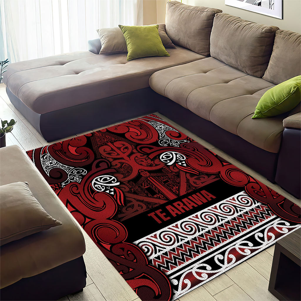 Aotearoa Iwi Te Arawa Area Rug Maori Wharenui House Tribal Pattern LT9 - Polynesian Pride