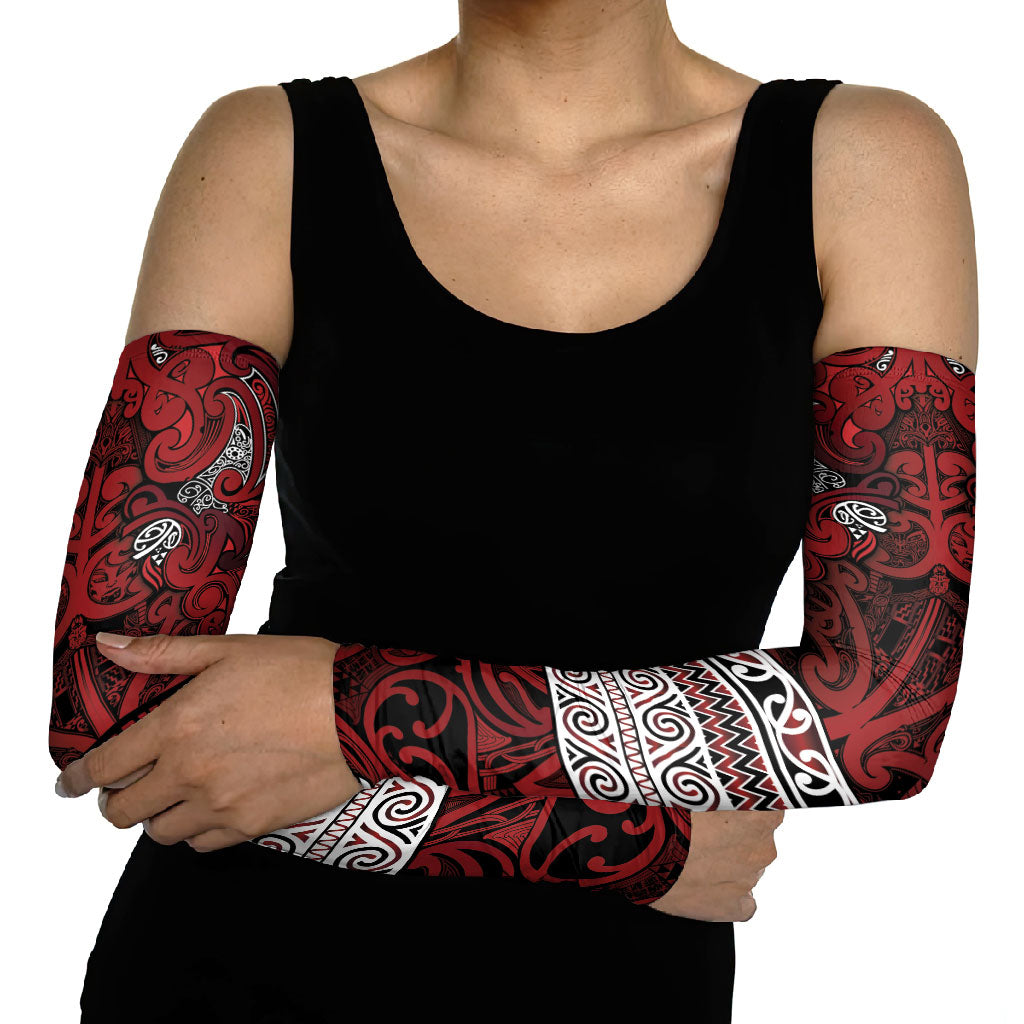 Aotearoa Iwi Te Arawa Arm Sleeves Maori Wharenui House Tribal Pattern LT9 - Polynesian Pride