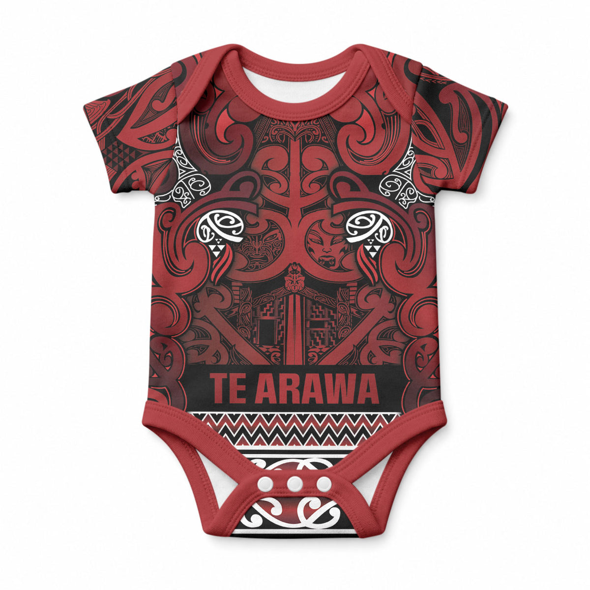 Aotearoa Iwi Te Arawa Baby Onesie Maori Wharenui House Tribal Pattern