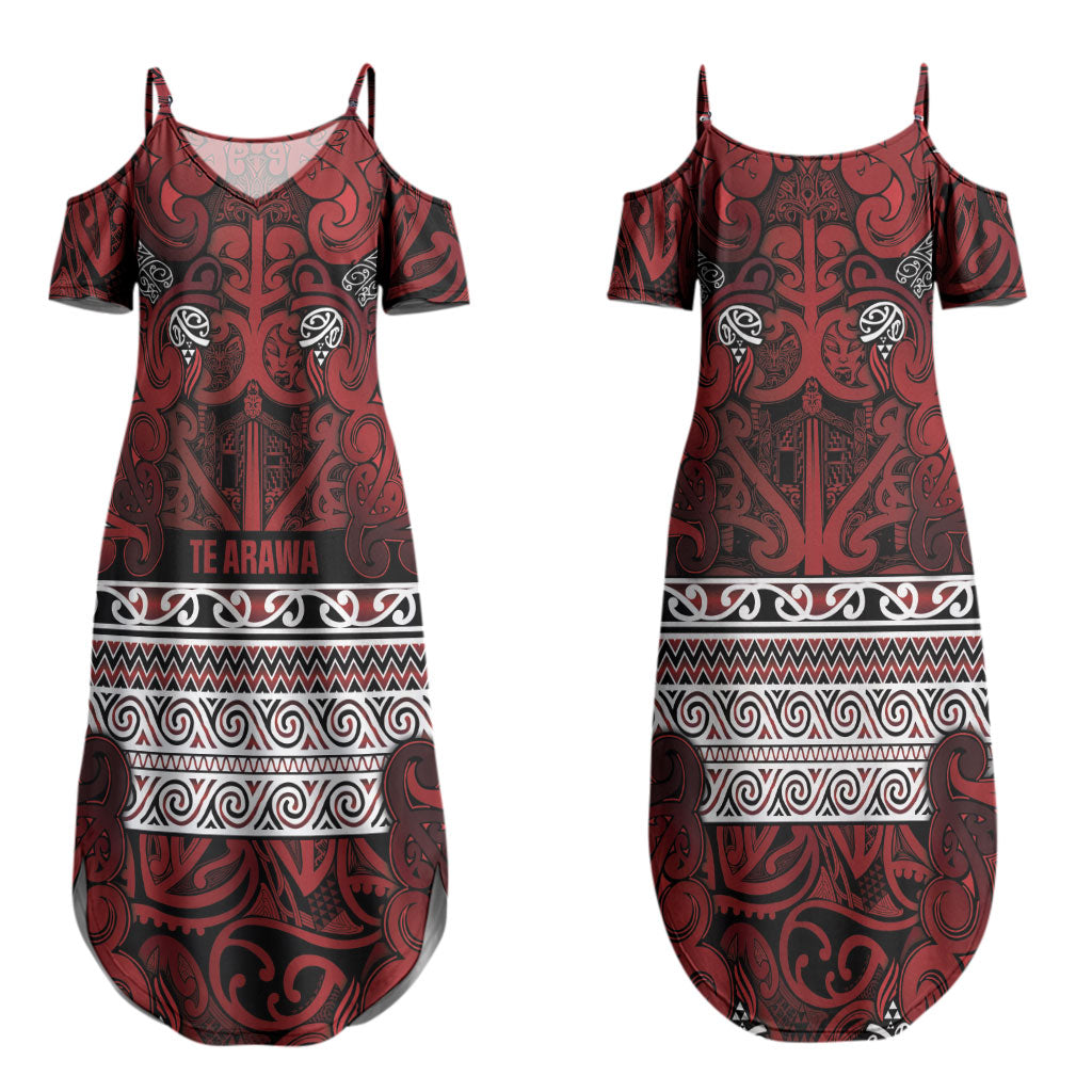 Aotearoa Iwi Te Arawa Couples Matching Summer Maxi Dress and Hawaiian Shirt Maori Wharenui House Tribal Pattern LT9 - Polynesian Pride